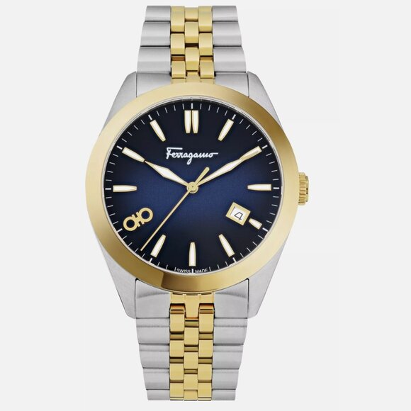 Sale! Ferragamo Two Tone 42mm Bracelet Watch - Picture 1 of 3